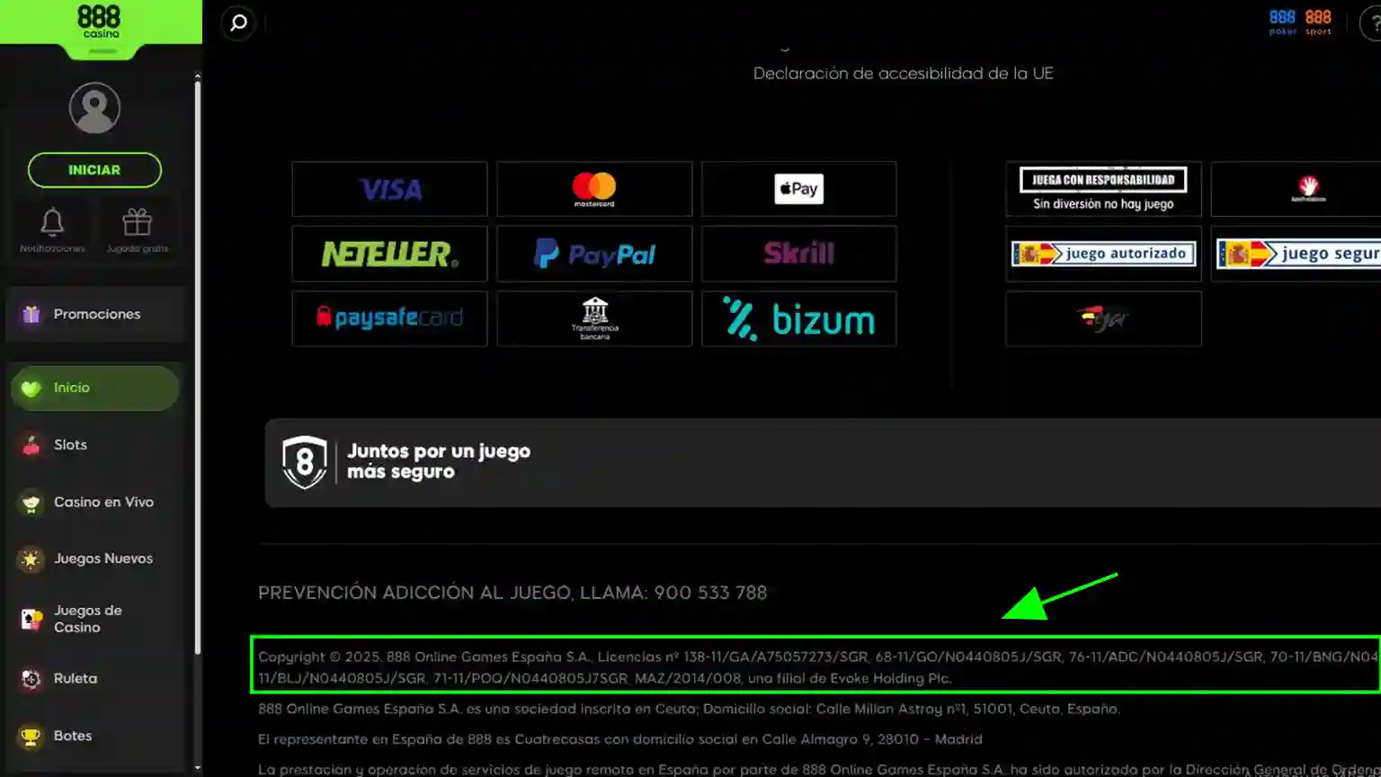 888 casino licencia